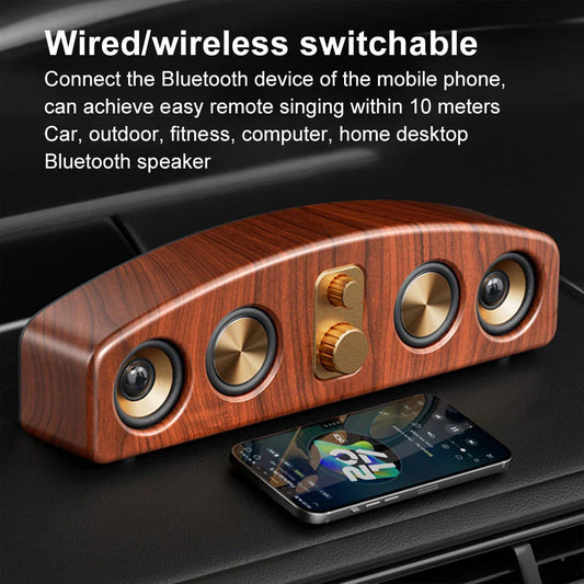 New Wireless BlueTooth Loudspeaker Box Wood Grain Retro Desktop High-power 3D Stereo Subwoofer Computer Audio Portable Sound-bar