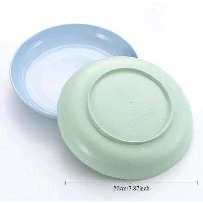 4pcs/Set Wheat Straw Plate Lightweight Unbreakable Reusable Dinner Dishes Plates Dishwasher & Microwave Safe for Kitchen Camping