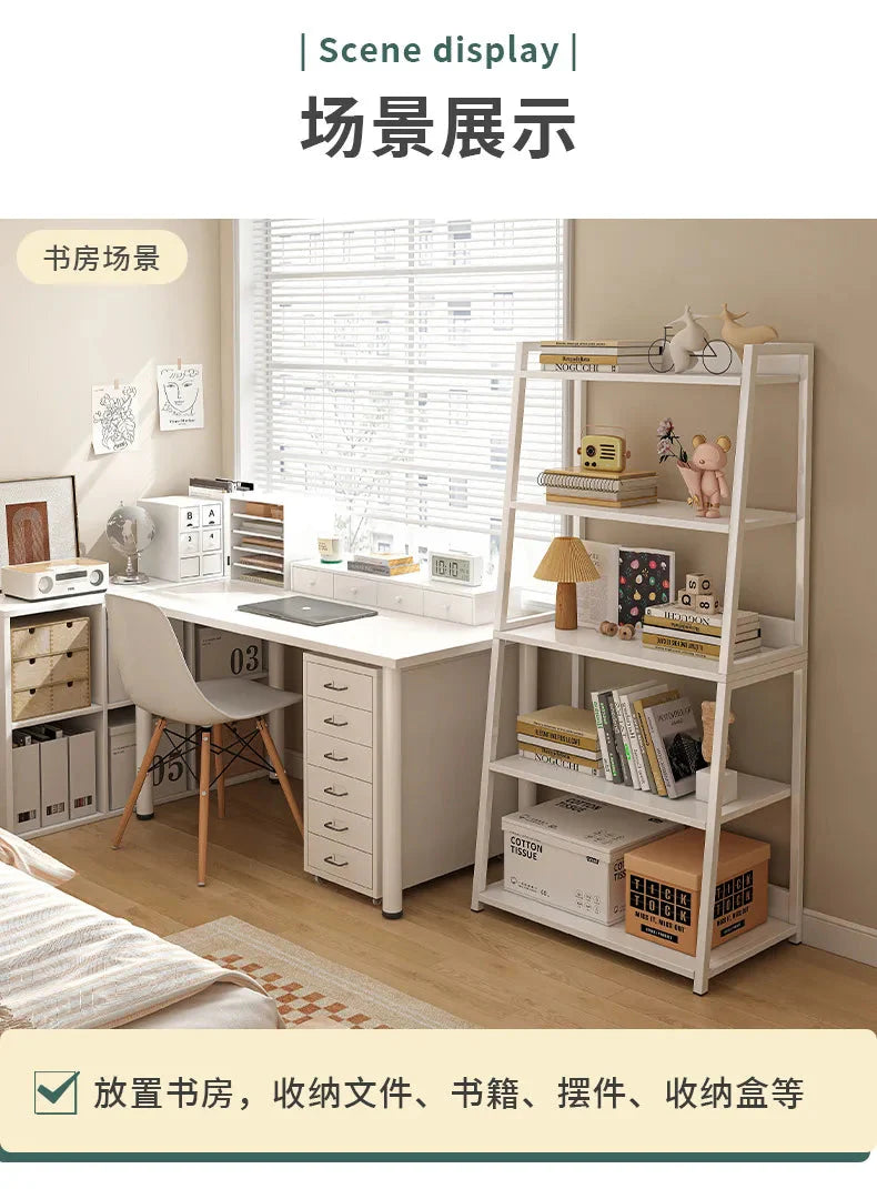 Household Multi-layer Wrought Iron Shelves Ins Wind Simple Floor Storage Display Cabinet Trapezoidal Shelf Bookshelf