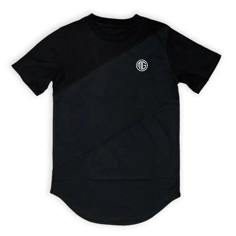Mens Muscle T Shirt Gym Bodybuilding Fitness Tees Tops Cotton Patchwork Mesh Slim Fit T Shirt Cotton Sports Short Sleeve Tshirt