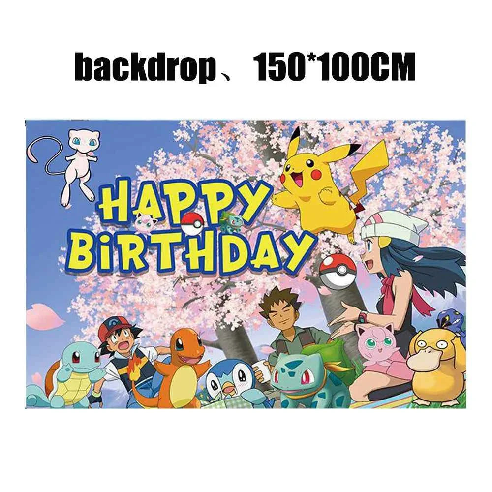 Pokemon Birthday Party Decorations Paper Tableware Plates Napkins Cups Pikachu Birthday Tablecloth Party Supplies Children Gifts