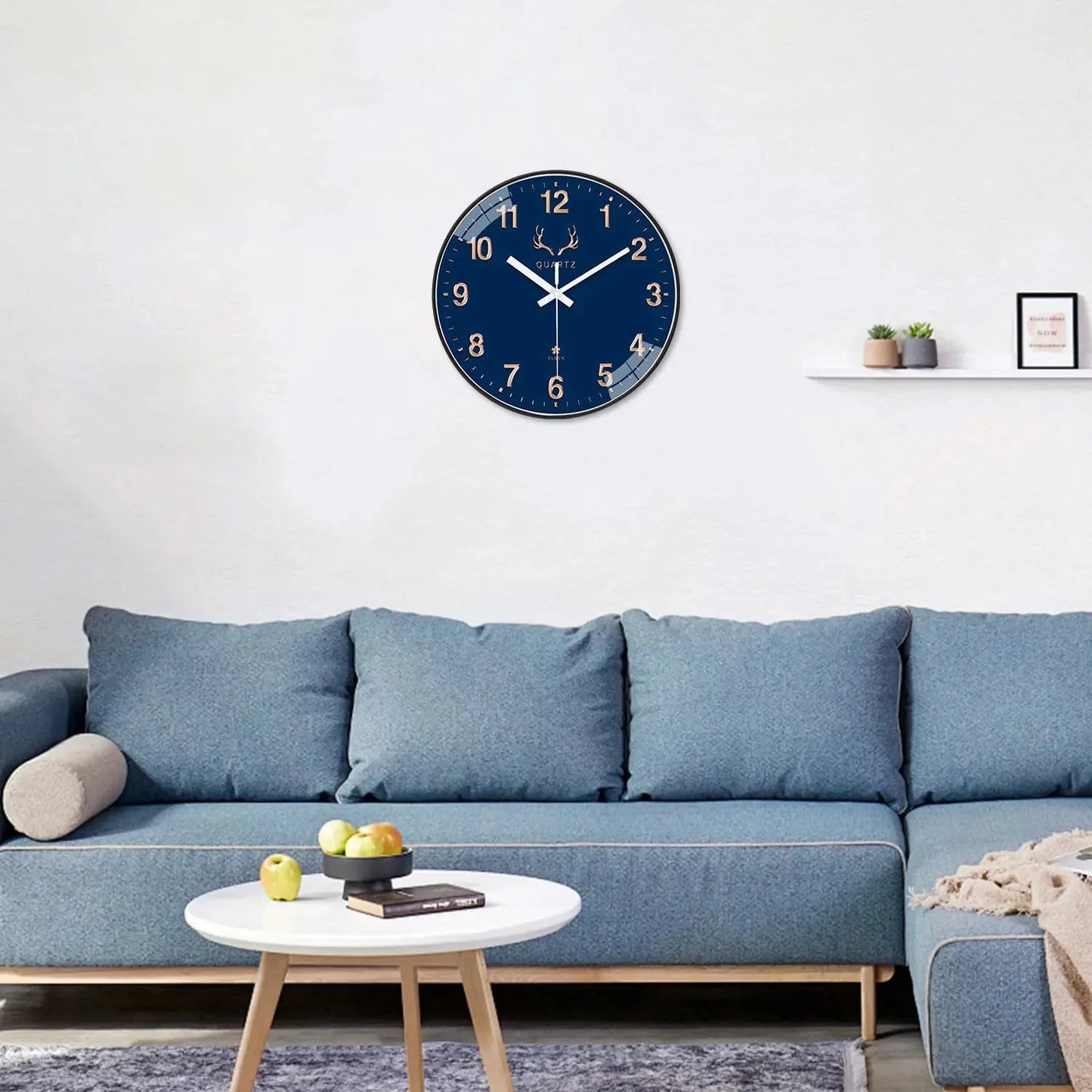 Dark Blue Plastic Round Wall Clock 8-12inch
