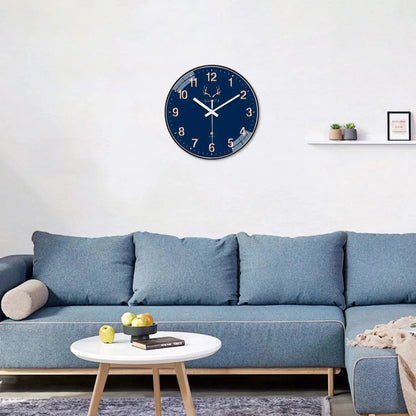 Dark Blue Plastic Round Wall Clock 8-12inch