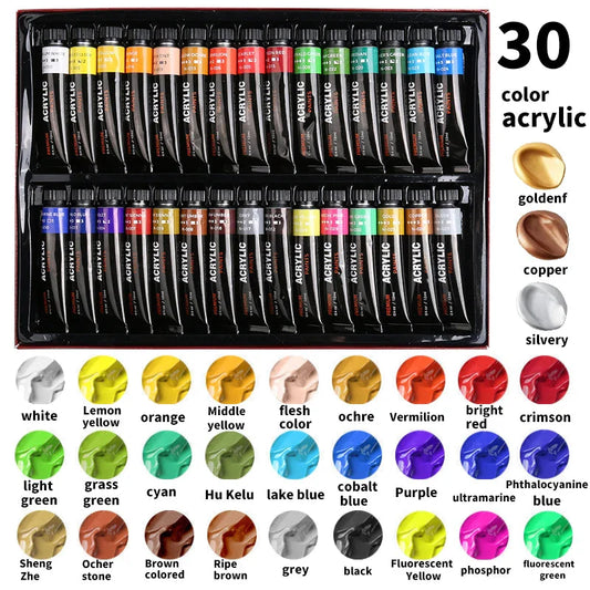 30 color acrylic pigment aluminum tube set painting graffiti DIY art paint