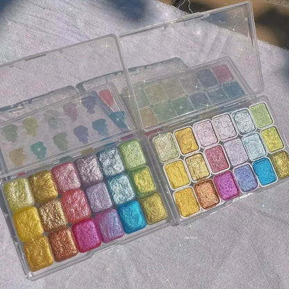 Master Grade 16 Colors Pearlescent Solid Watercolor Paint Mineral Nail Art Flower Painting Dyeing Tool Thangka ES