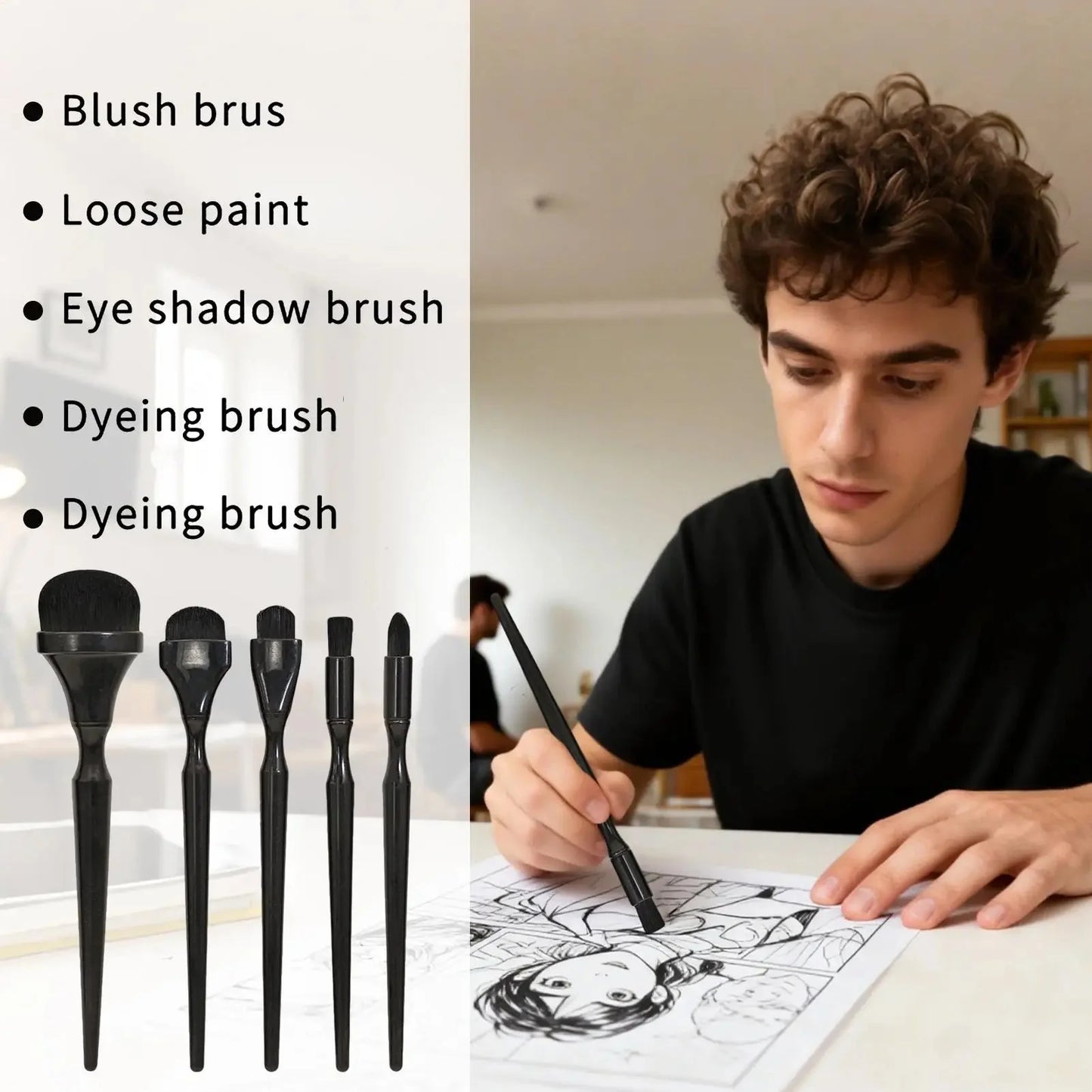 5 Pieces Artsecret Charcoal Drawing Blending Brushes Set for Painting Sketch Drawing Tools Charcoal Ink Blending Supplies