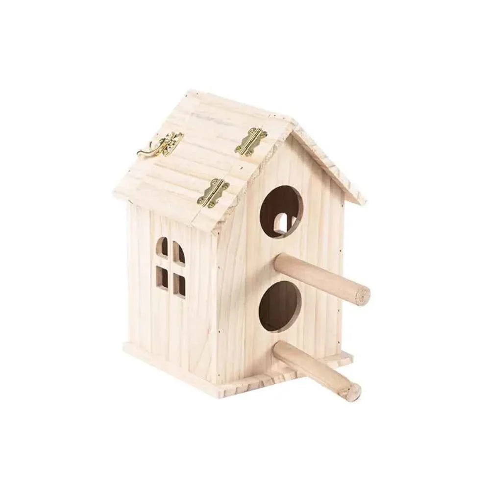 Practical Large Space Wood Bird House Rainproof Hanging Birds Breeding Box Sun Protection Bird Nest For Bird Cage