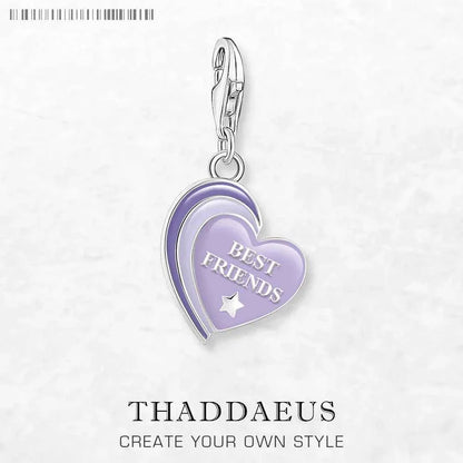 BEST FRIENDS Dangle Charm Pendant Classic 925 Sterling Silver Lucky Gift for Women Men