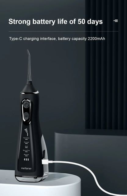 Oral Irrigator 40-140PSI Tooth Scaler 5 Speed Water Flosser Rechargeable Dental Water Jet 300ML IPX6 Waterproof Teeth Cleaner
