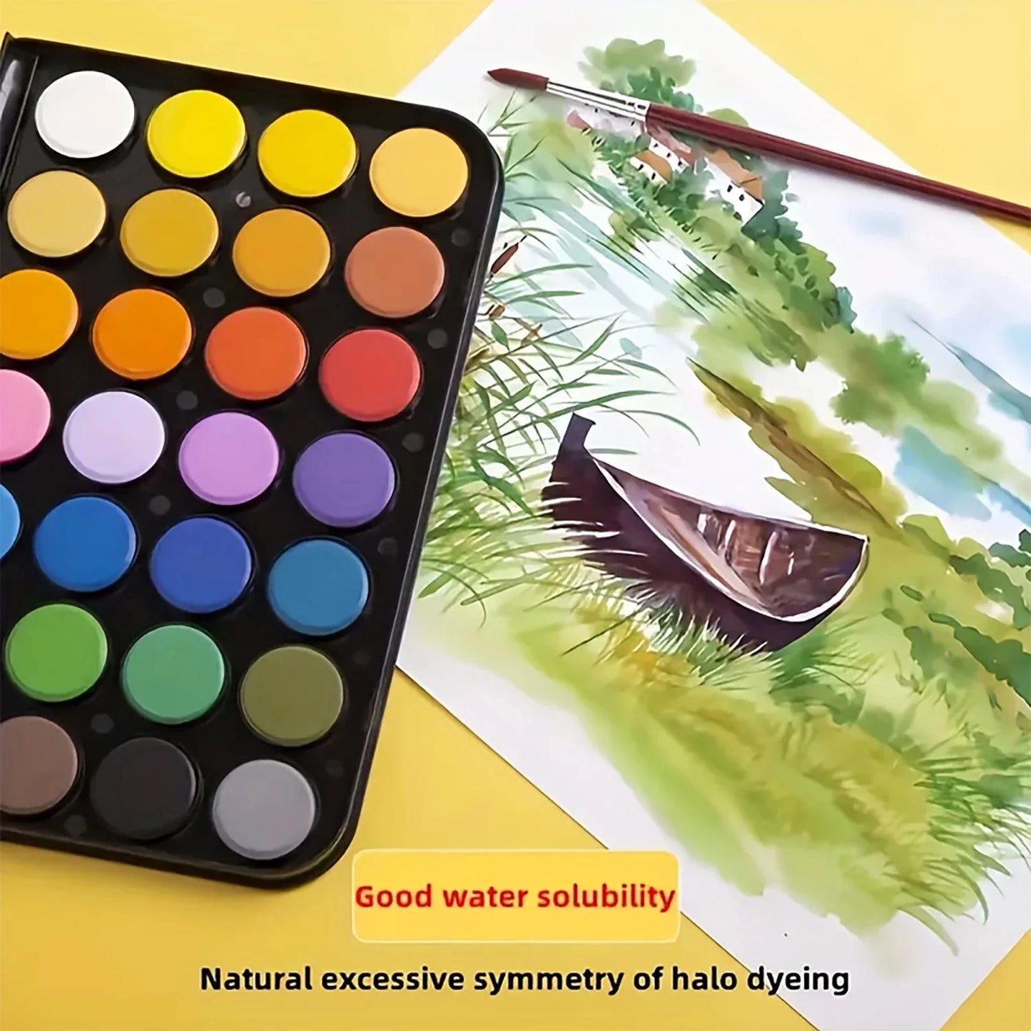 48 Colors Watercolor Paint Set with Brush - Washable,Vibrant & Blendable - Perfect for Adults Painting,Crafting & Art Projects