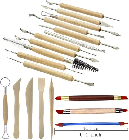 Art Supplies Ceramic Sculpting Tools Wooden Handles Ceramic Clay Pottery Tool Beginner DIY Crafts Wood and Steel Home School Use