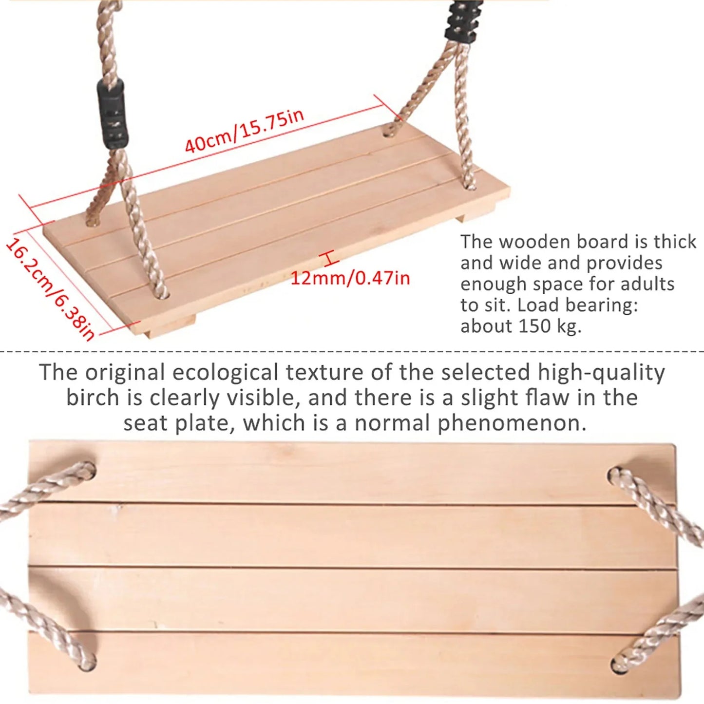 High-Quality Polished Four-Board Anti-Corrosion Wood Swing Outdoor Indoor Pastoral Wooden Swing for Adults Children