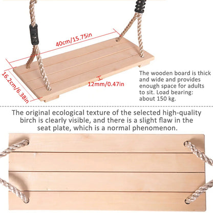 High-Quality Polished Four-Board Anti-Corrosion Wood Swing Outdoor Indoor Pastoral Wooden Swing for Adults Children