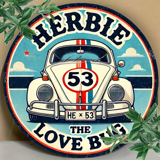8 Inch Wooden Disc Vintage Car Logo 1 Piece 2D Wall Art Indoor/Outdoor Holiday Decoration Garden Room Decoration