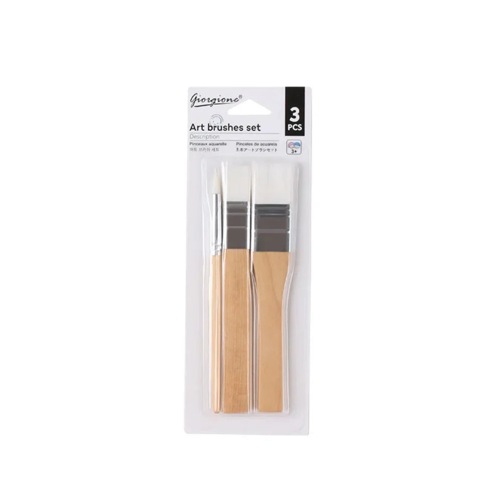 Art Paint 3/6pcs Painting Brush Set Professional Different Shape Watercolor Gouache Oil Brush Set Flat Tip Head Wooden Handle