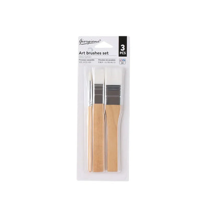 Art Paint 3/6pcs Painting Brush Set Professional Different Shape Watercolor Gouache Oil Brush Set Flat Tip Head Wooden Handle