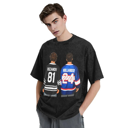 Mens T-Shirt Heated Rivalry Shane Hollander Washed T Shirts Hip Hop  Summer Tees Y2K Basic Loose Casual Tops Gift Idea