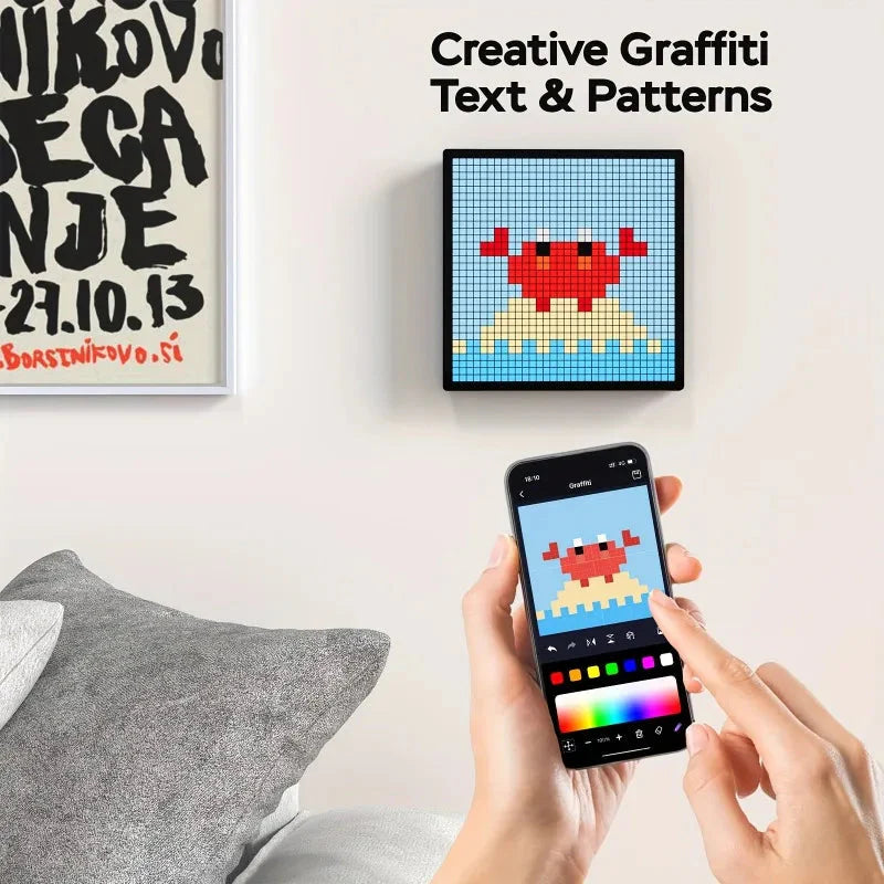 LED Pixel Display 32x32 Programmable Pixel Art Display With APP Control Creative Animation Interesting Text And Digital Clock