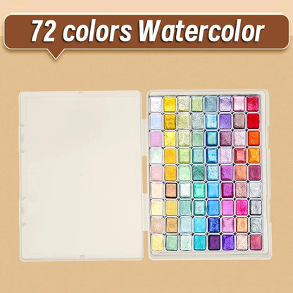 20/24/60/72 Colors Pearl Watercolor Pigment,Metallic,Shimmer,Glitter Solid Paint Mini Travel Portable Kit for Painting,Writing
