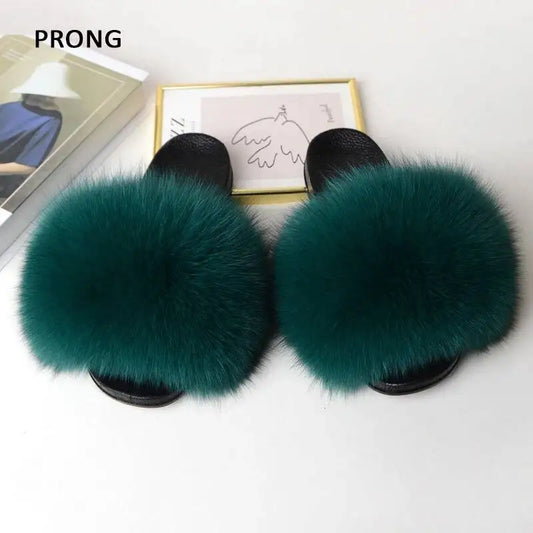 Summer Women Fur Slides Fluffy Furry Slippers Indoor Fuzzy Flip Flops Casual Outdoor Flat Ladies Fur Sandals Plush House Shoes