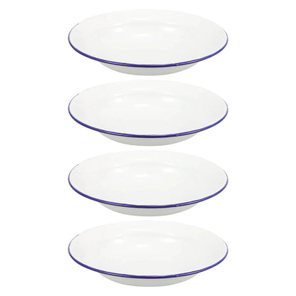 4Pcs Enamel Plates Unbreakable Enamelware Dinner Serving Platter Tray Salad Pasta Plate Kitchen Dining Bar Plates For Fruit Food