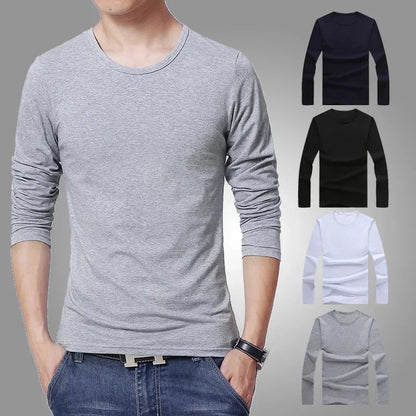 2026 MRMT Brand New Men's T-Shirts Long Sleeve Slim Men T-Shirt Young Man Pure Color Tops Tees Shirt O-Neck For Male Boys Tshirt