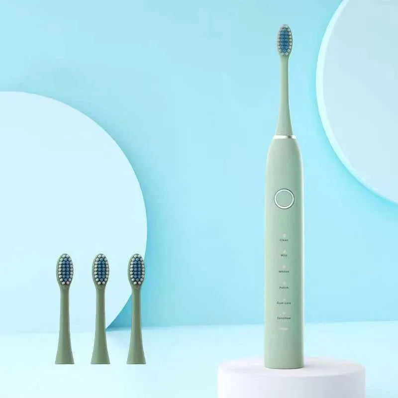6 Modes Electric Sonic Toothbrush USB Rechargeable for Adults Ultrasonic Tootbrush with 4/8 Replacement Heads Smart Timer IPX7