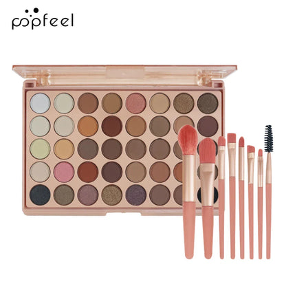 POPFEEL 40-Color Earth Tone & Pink Eyeshadow Palette – Versatile Shimmer, Matte, and Highlight Shades for Effortless Blending。