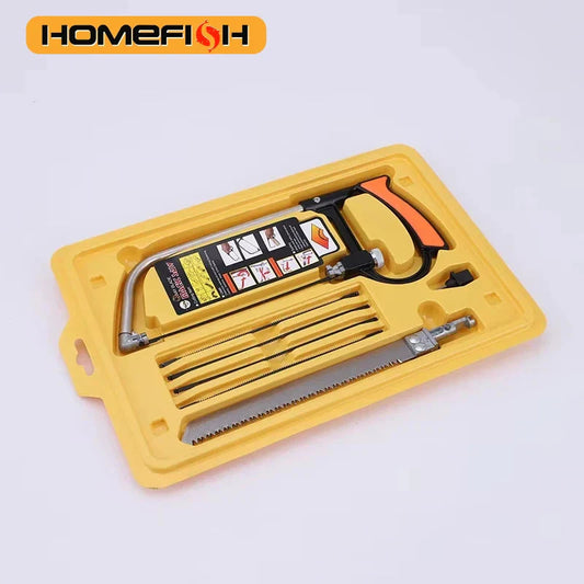8in1 Saw Multi Purpose Hand DIY Steel Saw Metal Wood Glass Saw Kit 6 Blades Woodworking Metalworking Model Hobby Tool