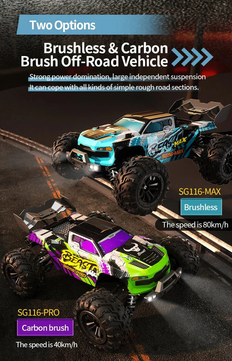 ZLL SG116 MAX 1:16 High Speed Drift Racing Car 80KM/H 4WD Off-Road Drift Remote Control Car SG316 Max Brushless Motor RC Car