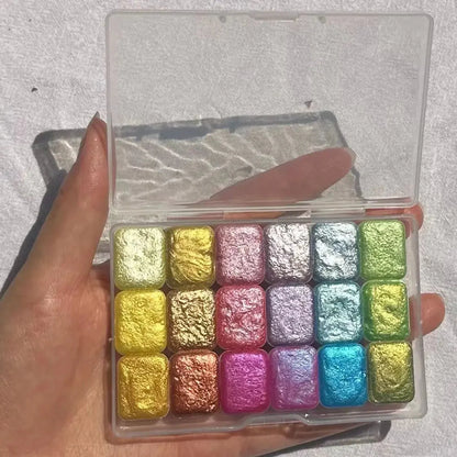 Master Grade 16 Colors Pearlescent Solid Watercolor Paint Mineral Nail Art Flower Painting Dyeing Tool Thangka ES