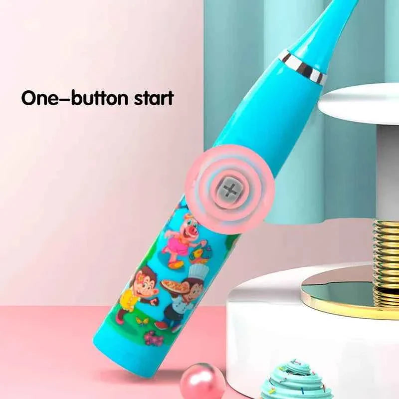 Sonic Children Electric Toothbrush Bright Cartoon With Replacement Heads Ultrasonic Rechargeable Soft Hair Brush Oral Cleaning