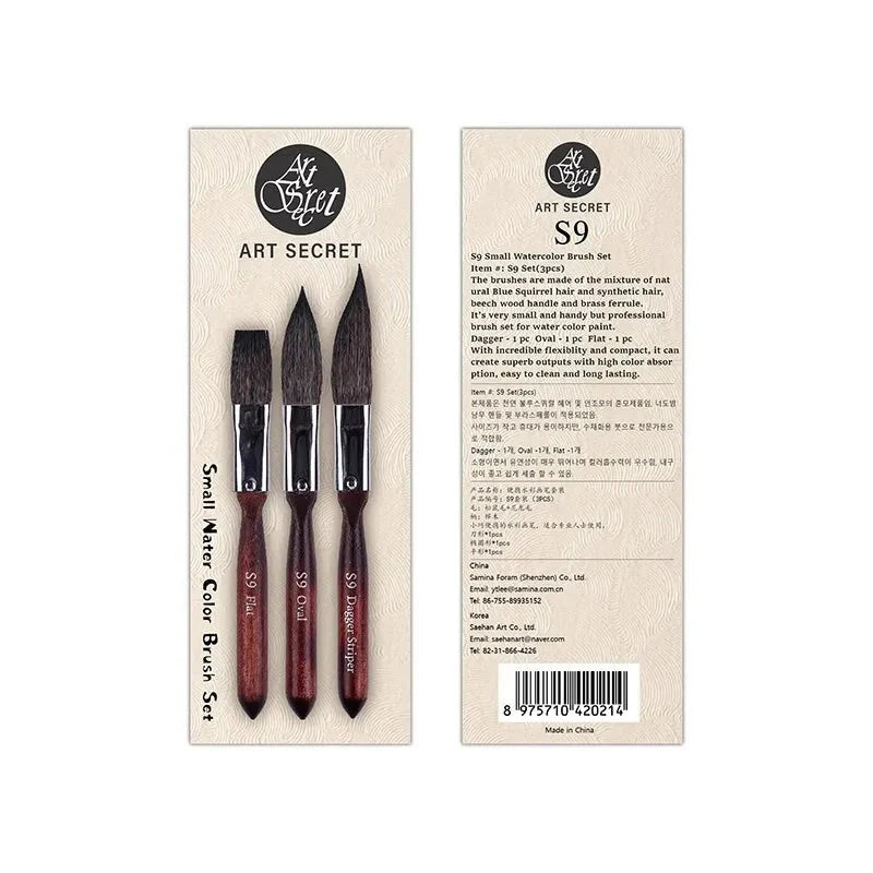 Artsecret Mini Dagger Oval  Flat Squirrel Hair Watercolor Brushes Set Professional Painting Brush For Painting Art Supplies