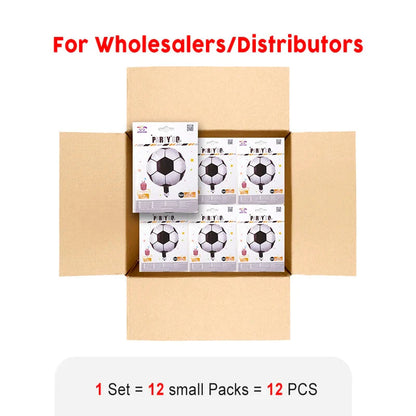 12 Pieces-18'' Decorative Soccer Pattern Foil Balloons 1pc/Pack 12 Packs for Party Decorations