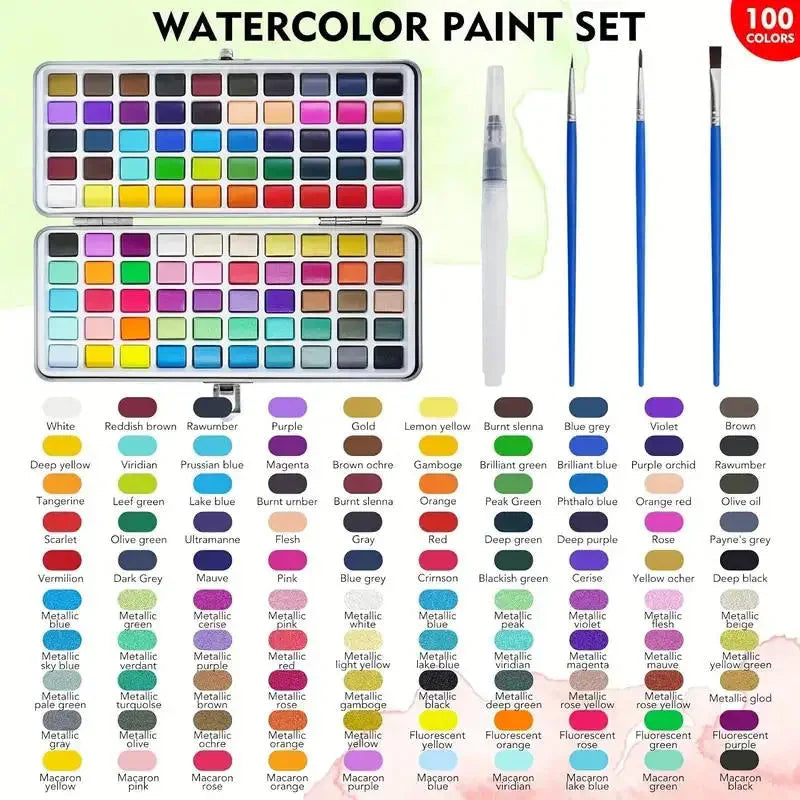 Watercolor Paint with Brushes, Professional Palette,Vibrant Travel Art Kit for Adults and Artists, Watercolor Painting Supplies