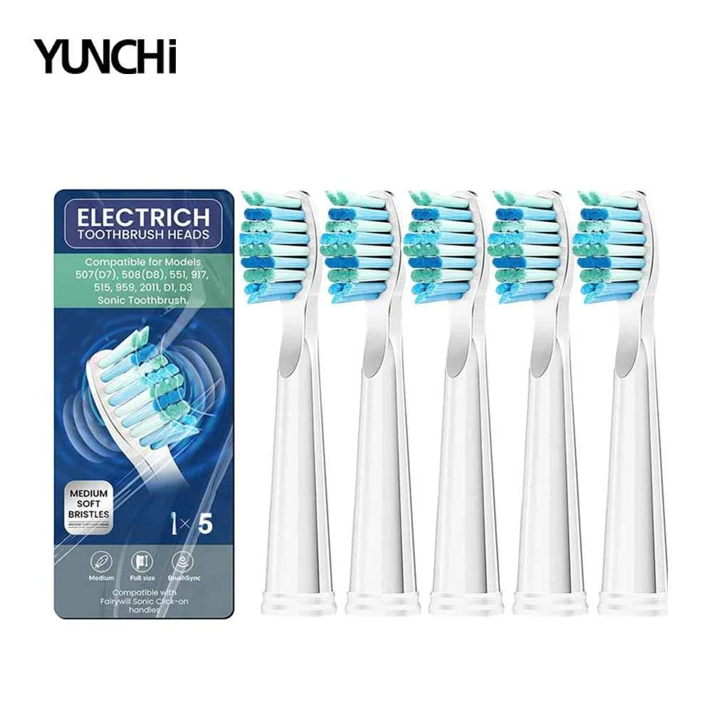 Premium Replacement Toothbrush Heads for Fairywill & Seago - Du Pont Bristles - Compatible with FW-507/508/D1/D3/D7
