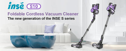 INSE S10 Cordless Vacuum Cleaner, 6-in-1 Stick Vacuum with 45Kpa Powerful Suction, Max 50 Min Runtime Rechargeable Battery