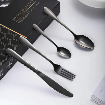 24-Piece Silverware Set with Steak Knives Forks Spoons,Stainless Steel Flatware ,Tableware Cutlery Service for 6,Dishwasher Safe
