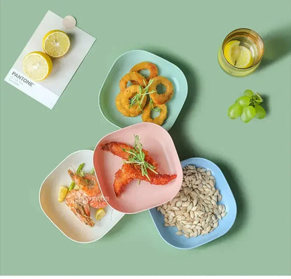 Solid Color Wheat Straw PP Plate Reusable Small Plates Dinner Dish Vegetable Fruit Cake Snacks Plate Tableware Home Supplies