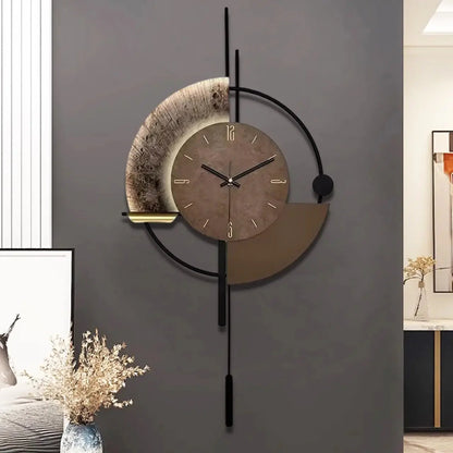 Decorative Wall Clock with Pendulum, Silent Quartz Movement, Large Modern Design for Living Room, Kitchen, Bedroom