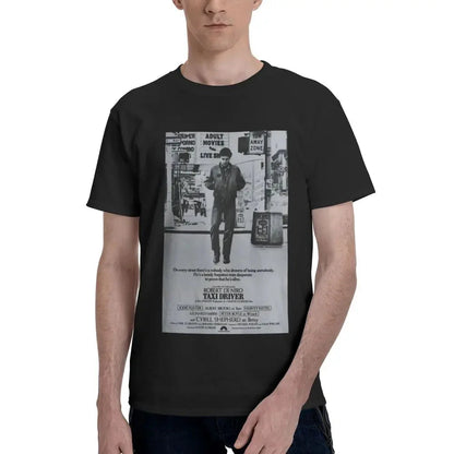 Men's T-Shirts Taxi Driver Poster Humorous Pure Cotton Tees Short Sleeve Robert De Niro T Shirts Crew Neck Tops Original