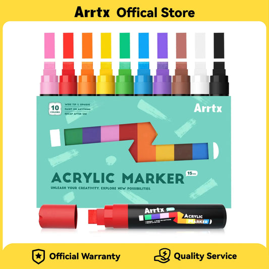 Arrtx 10/30 colors Acrylic Paint Markers 15mm Felt Tip Markers Jumbo Waterproof Non-Toxic Art Supplies for Rock Painting DIY