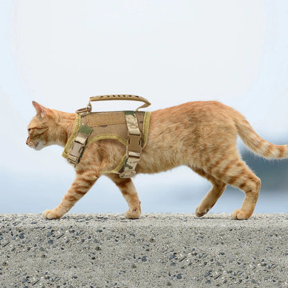 Tactical Cat Harness Adjustable Puppy Vest For Military Small Dogs Harnesses withControl Handle Walking Training Cat Accessories