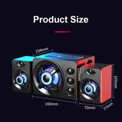 HIFI 3D Stereo Speakers Upgrade With LED Light AUX USB Wired Wireless Bluetooeh 5.0 Audio Home Theater Surround Sound Bar TV