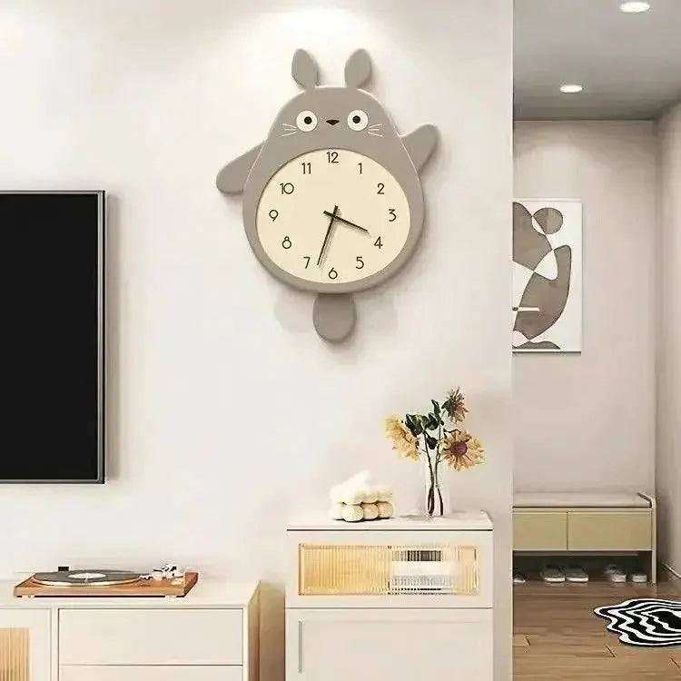 Cartoon Cat Design Wall Clock Wooden Sway Hanging Clock Decorative Painting For Restaurant Home Decor Gift