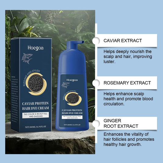 Caviar Protein Hair Dye Shampoo Gray White Hair Color Treatment Smoothing Nourishing Fast Natural Herbal Color Hair Cream 500ml