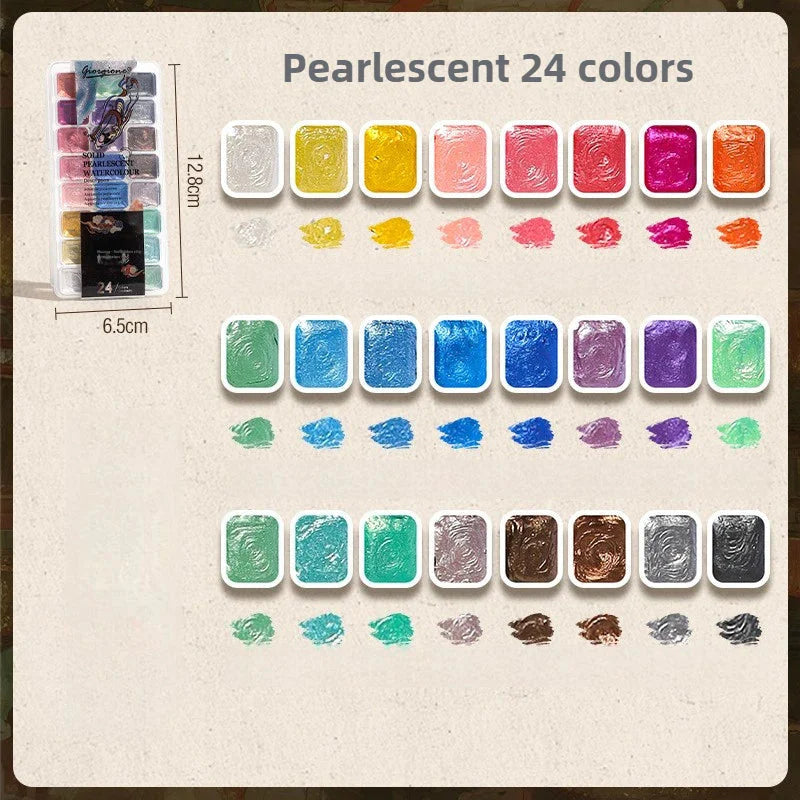 12/98/150/180 Colors Pearl Solid Water Color Paint Set Portable Professional Watercolor Painting School Art Supplies Stationery