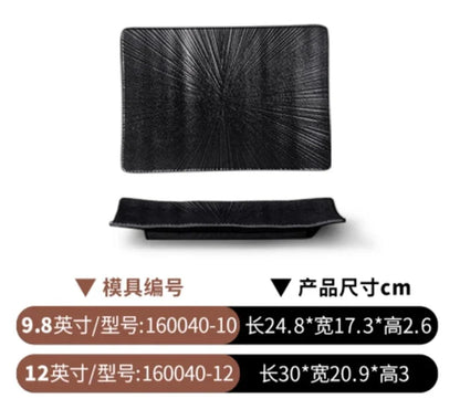 Pretty Black Melamine Plates Steak Barbecue Trays for Meal Vegetables Fruit Western Dinner Dishes Beautiful Tableware Decoration