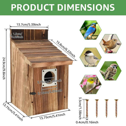 2Pcs Wooden Bird House Outdoor Weatherproof Parrot Bird Nest Breeding Sleeping Box Birdhouse Garden Patio Decorative