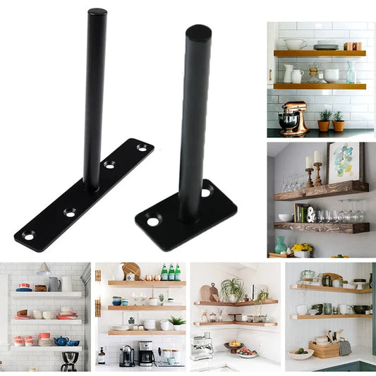 T Shape Concealed Shelf Brackets Floating  Wall Shelf Supports Screw Mounting Plate Multi sizes Metal Brackets